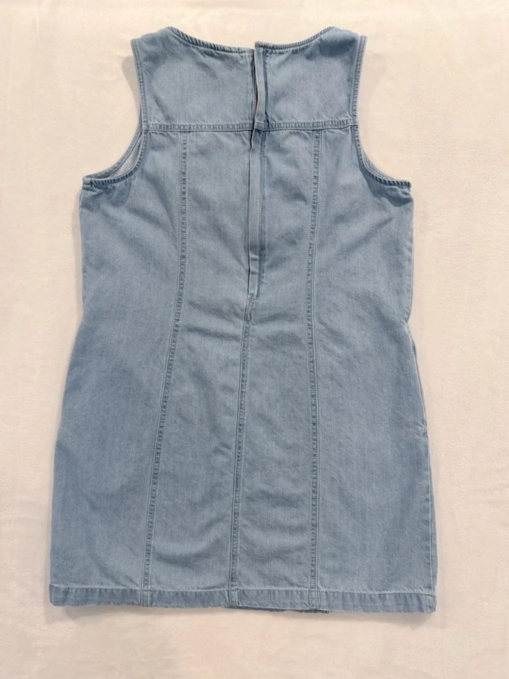 Time and Tru Chambray Denim Dress Size Large Sleeveless Blue Shift Dress - Picture 6 of 6